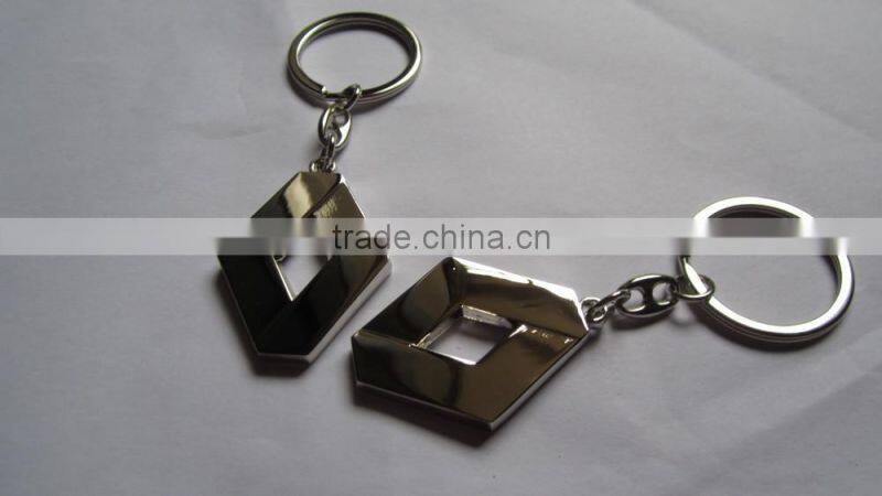 High Quality Advertising Metal Leather Keychain with two keyrings