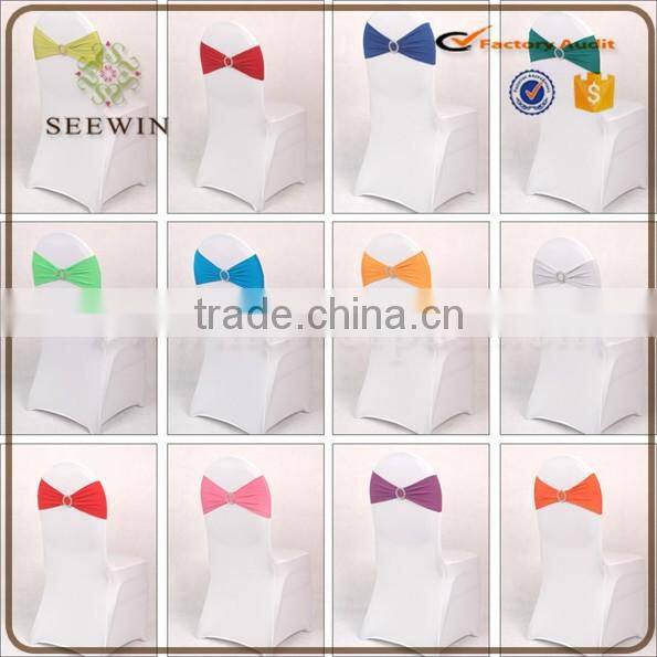 2016 Wholesale Spandex Chair Cover Bands With Round Buckle Spandex Chair Sash for wedding