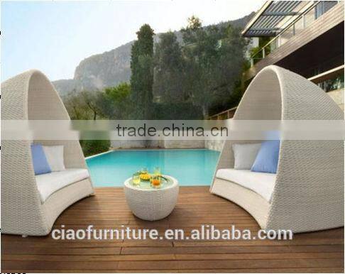 2014 modern design rattan round sun bed + outdoor bed