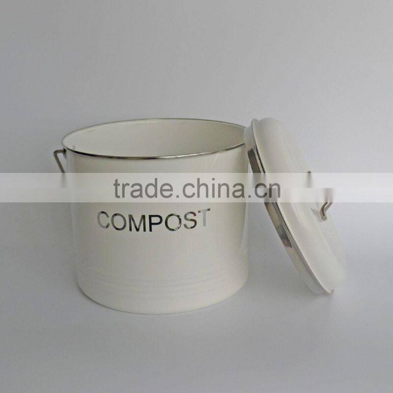 Indoor Powder-coated Steel Compost Food Waste Recycling Caddy Bin Metal Compost Bucket