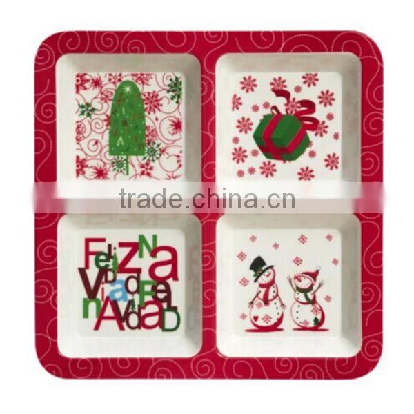 wholesale christmas plastic square dividers food nuts tray