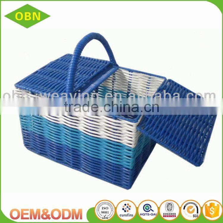 Factory direct provide hand woven food storage plastic picnic hamper baskets