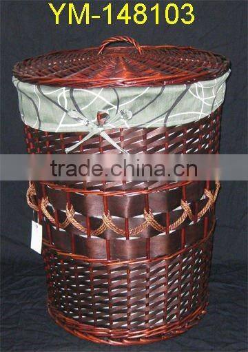 oval wicker laundry basket with lids and liner