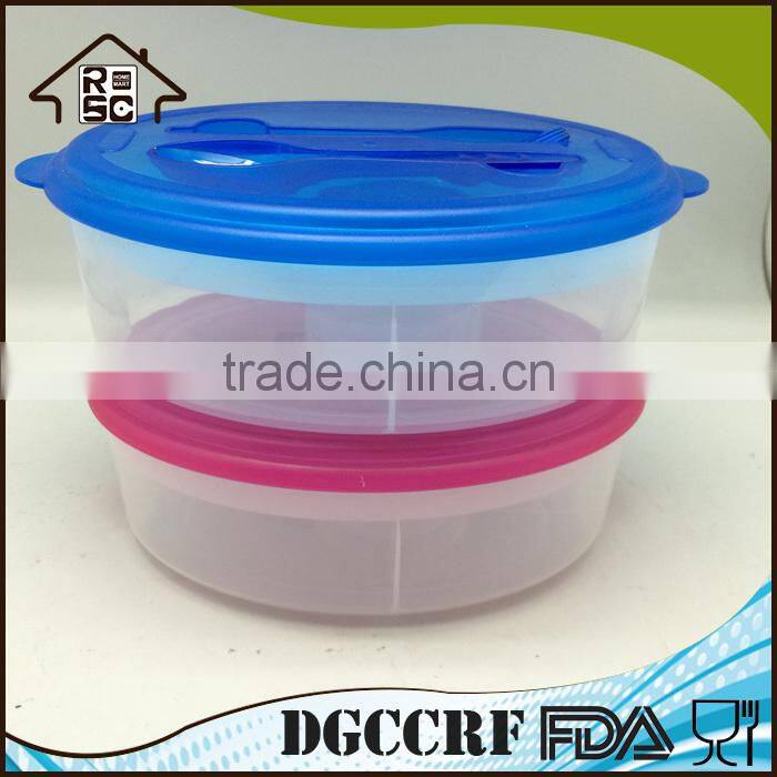 Transparent Plastic Oval Lunch Box with Cutlery Set