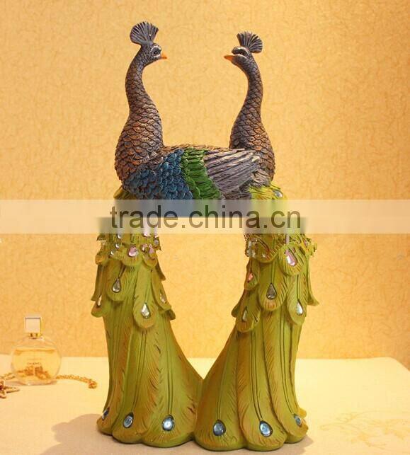 Polyresin Home Decorative Peacock, resin sculpture