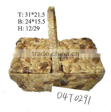 natural water hyacinth rectangular storage baskets with handle