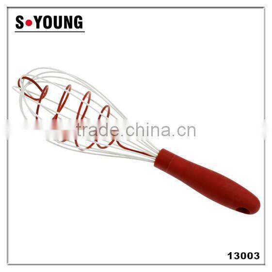 13007Silicone Double Helix Rapid Whisk with wooden handle