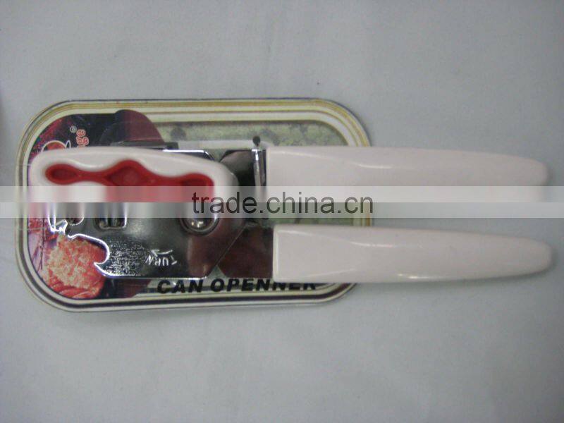 Manual colorful stainless steel can opener w/skidproof plastic handle