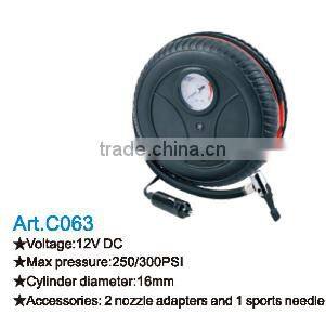 High Pressure Tire Shaped Air Compressor 12V DC/300 PSI