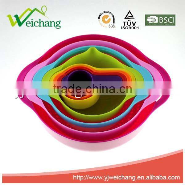 WCE7041 New design colorful Plastic Multicolor Decorative Measuring Spoon and Bowl Set, Set of 8