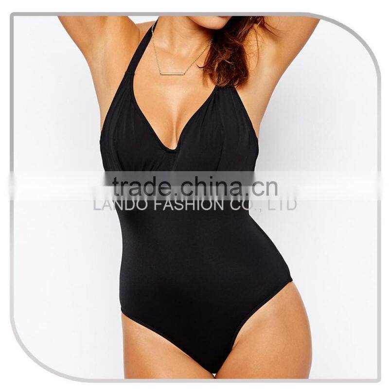 Wholesale summer black halter hot sexy girl plus size bathing suit