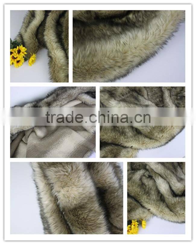 4 cm camel black dye pointed jacquard plush cloth Fake fur fabric