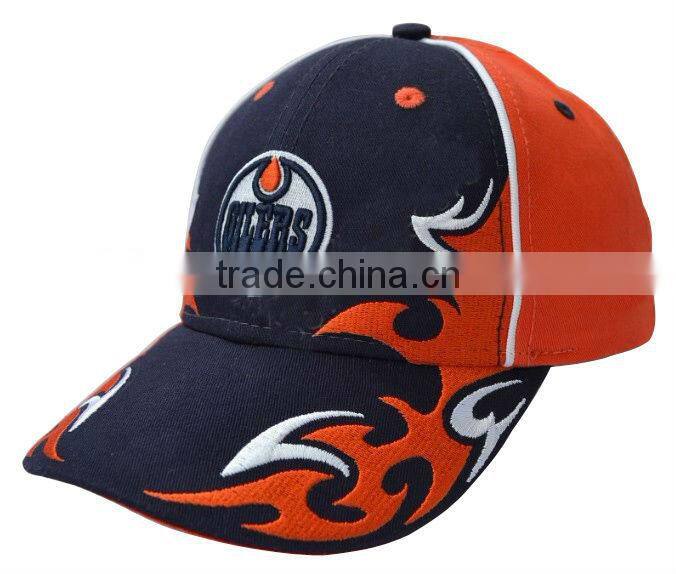 2013 new design flames navy blue embroidery baseball cap