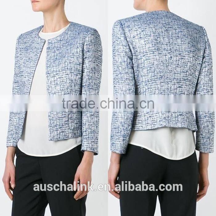 nice design outdoor ladies elegant tweed jacket low price