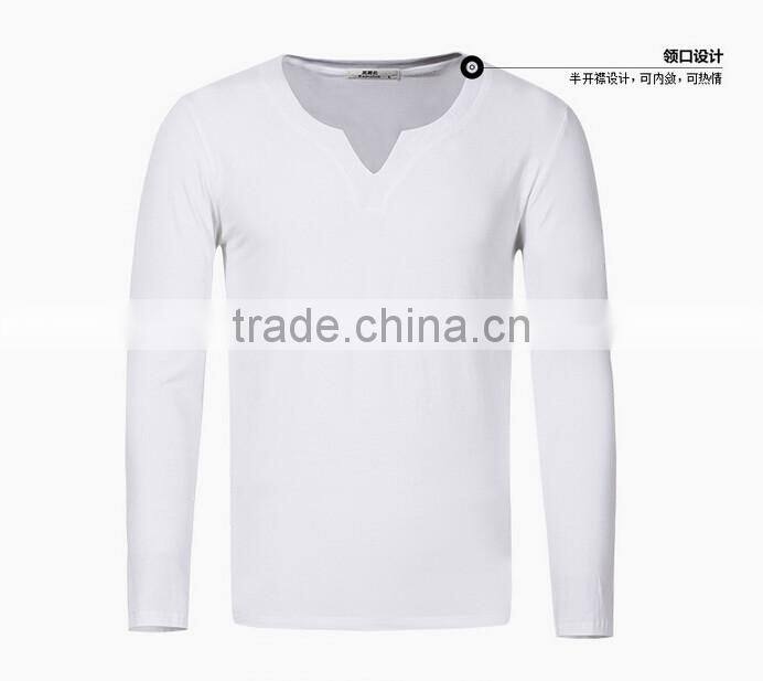 latest high quality long sleeve bulk v-neck T-shirt for man