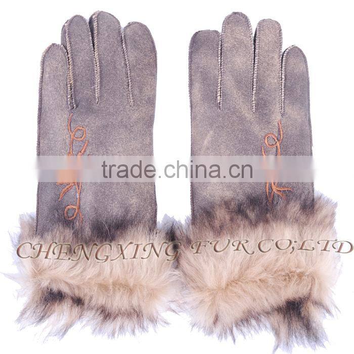 CX-A-59F Fashion Winter Warm Genuine Double Face Sheep Leather Women Glove