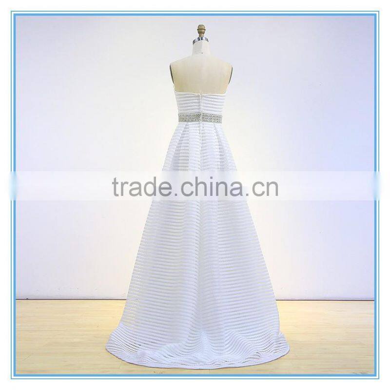Chaozhou strapless a-line trailing wedding dress with beaded