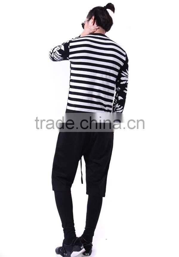 Jacquard allover flower patterns crew neck men pullover sweater