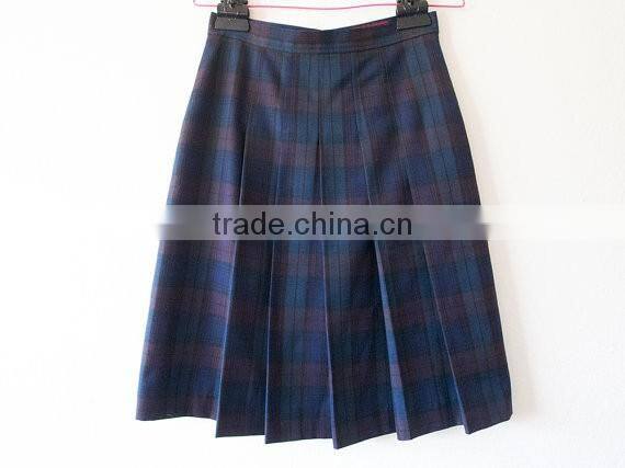 2017 new design pleated school uniform design plaid skirts