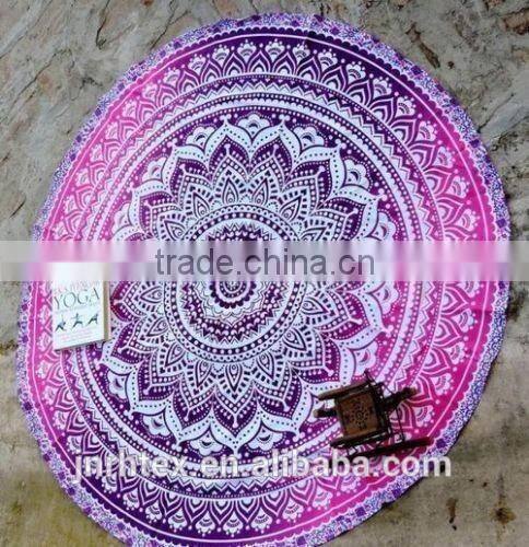 100% cotton custom reactive printing round towel beach
