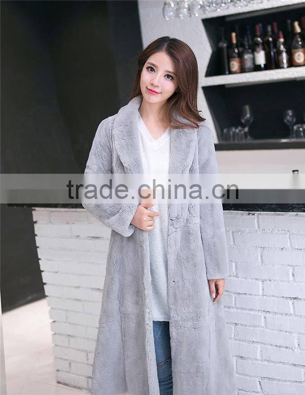 2016 Fur Coat Women's New 2016 Winter Overcoat Female Outerwear Real Rabbit Fur With Long designThicken Warm Top Fur Jacket