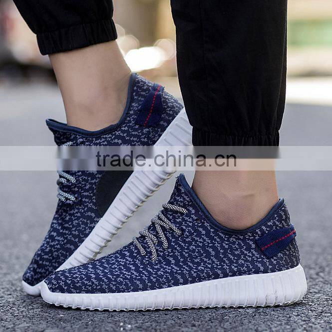 Hot Sale Man Running Breathable Shoe With No Brand Flyknit Fabric Casual Shoes
