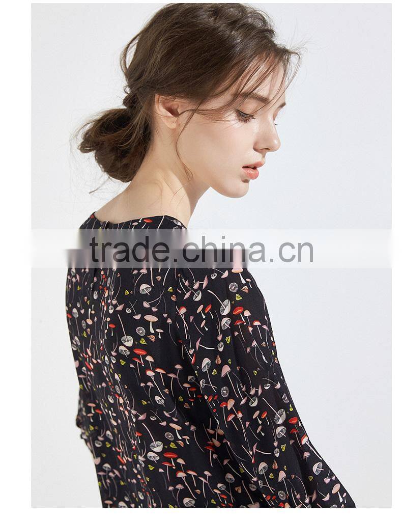 Z&M Lady's 2017 New Fashion dress Women's Silk dress Floral Dress dress