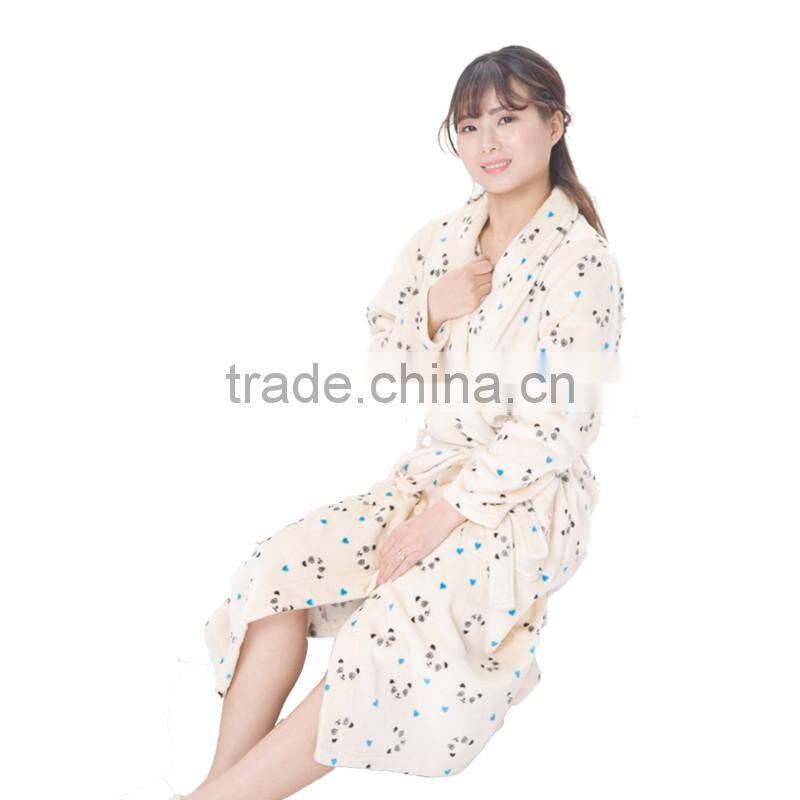 Factory wholesale stock coral fleece bathrobe for women