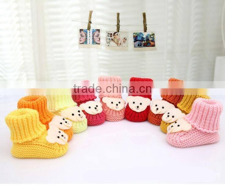Fashion knitting wool baby shoes crochet casual baby shoes