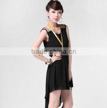 Women's Chiffon Casual Paillette Shoulder Dress