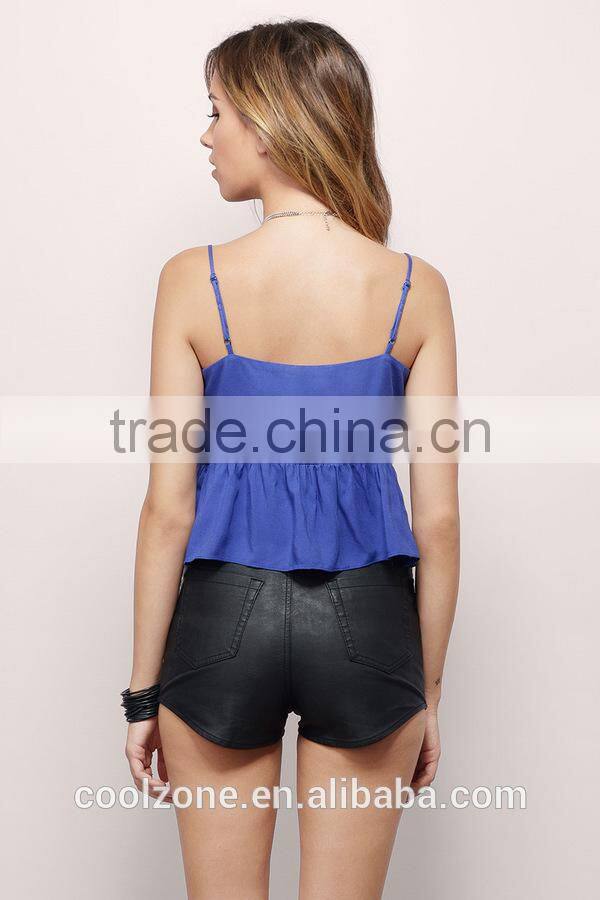 Crop Tops Spaghetti Strap Ladies Crop Top 2014 Sexy Front Tie TankTop for Women