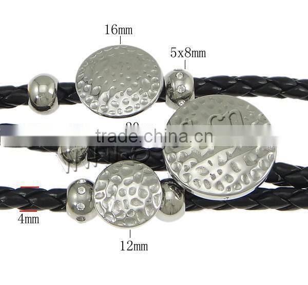 bracelet men leather PU Bracelet with Stainless Steel leather bracelet wholesale