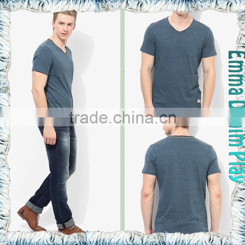 Wholesale Men's High Qualityn V Neck Combed Cotto Tee Shirts