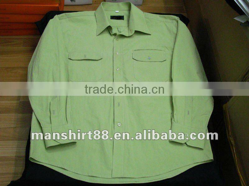 men's 100% cotton blue regular fit long sleeve work shirt