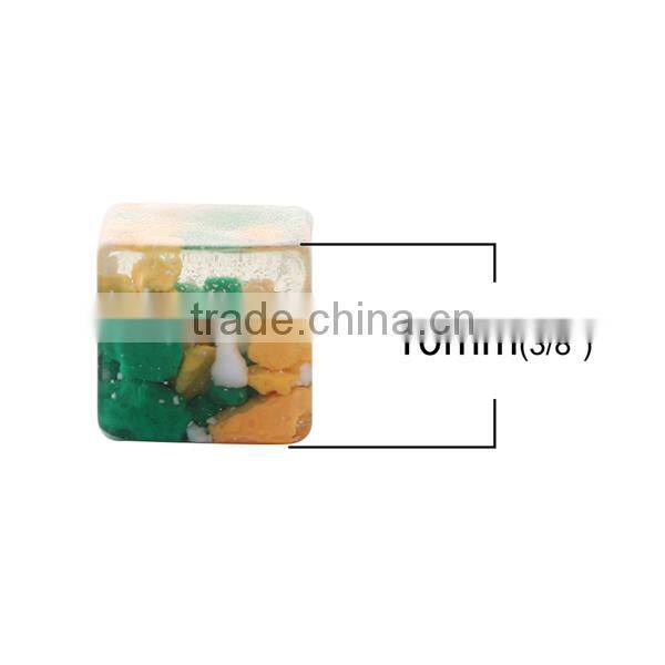 Resin & Crushed Gravel Stone Mosaic Dome Seals Cabochon Square Multicolor