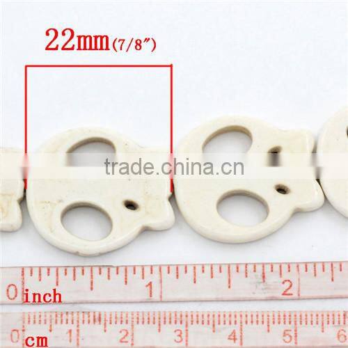 (Grade B) Synthetic Halloween Skull White howlite Beads 22x20mm