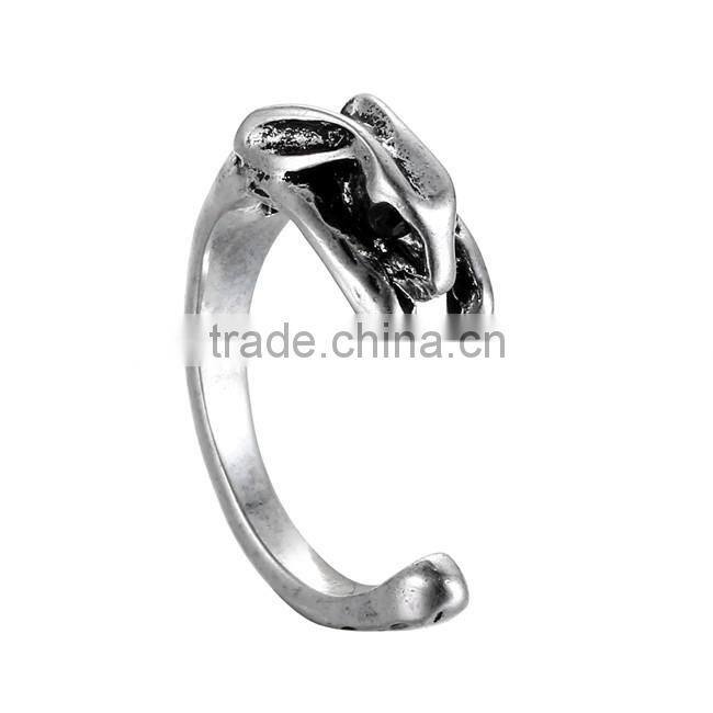 Silver Bronze Plated Rabbit Knuckle Ring Animal Open Mouth Unisex Rings
