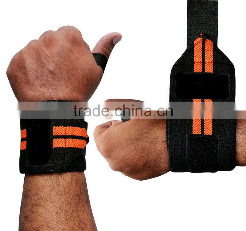 Weight Lifting Wrist Wraps in Red Color with Two Black strips