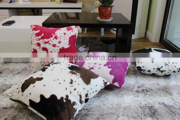 Xinbo Various Color Cow Skin Print Coral Fleece Cushion Cover pillow Made in Chain polyester