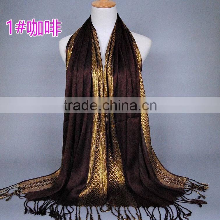 shiny long tassel muslim scarf/16 color muslim tassel scarf/islamic hot sell women hijab