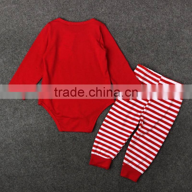 Children's christmas red rompers and deer harem pants clothes sets boutique outfit