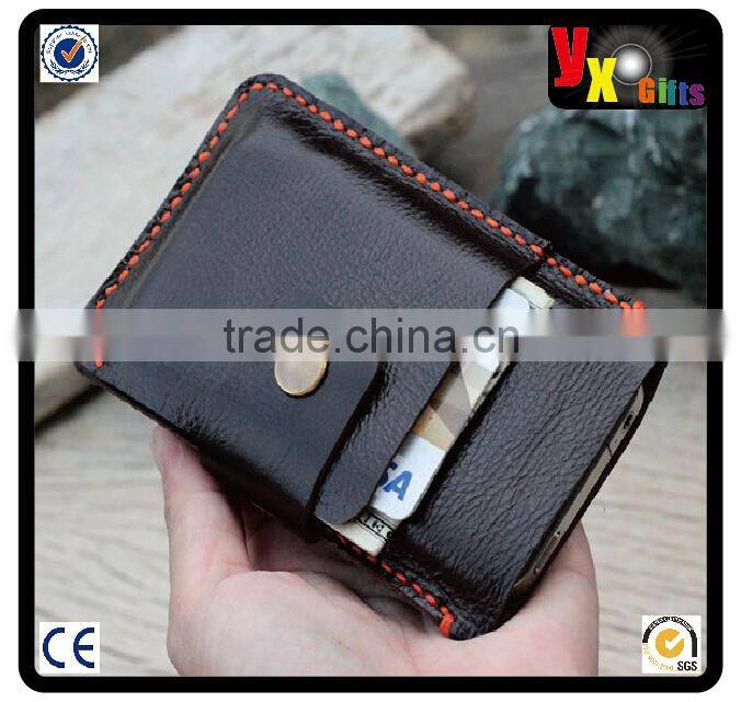 2 side mini soil brown leather cellphone case with clip belt