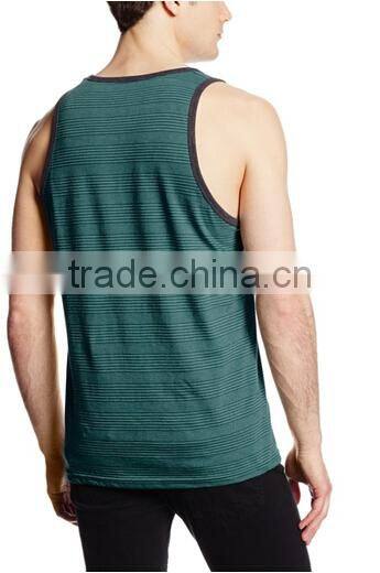 2015 wholesale men's comfortable bodybuliding Stripe jersey tank top in bulk XYT-1902
