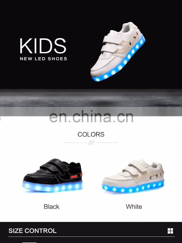 Factory wholesale latest design USB rechargeable kids LED luminous light shoes Children kids led shoes sneakers