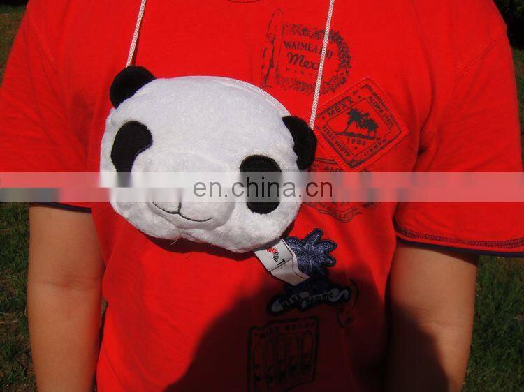 2016 wholesale lovely panda sharp plush messenger bag plush handbags for kids