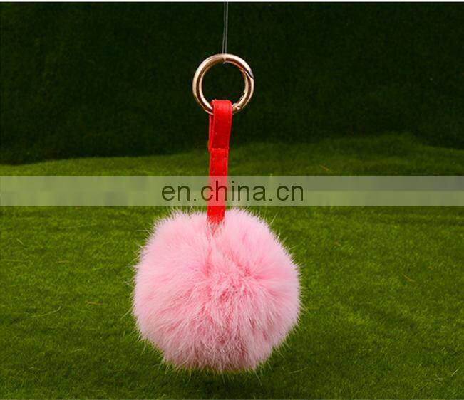 Promotional Charm Fluffy fox fur ball pom poms Accessories plush keychain car keyring Bag Purse Pendant Heart shape