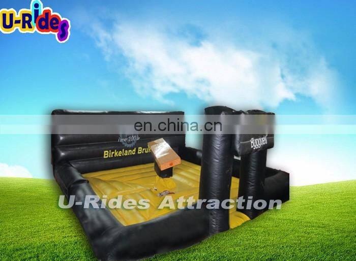 Norway Mechanical Bull Rodeo Game Rodeo Surfboard With Black And Yellow Inflatable Background