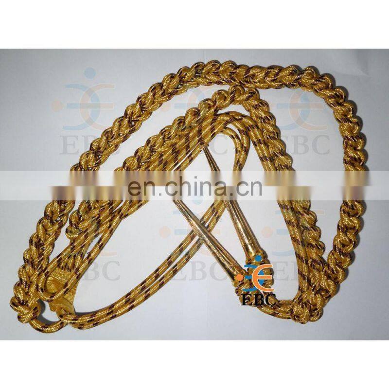 Military Aiguillette, Gold Wire Military Double Tip Uniform Aiguillette, navy Aiguillette Lanyard, Shoulder Cord