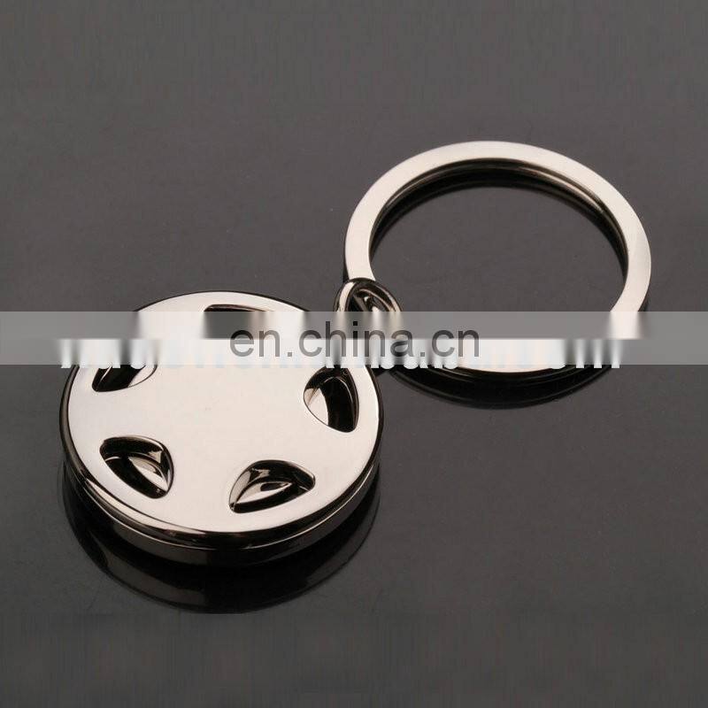 wheel shape openable coin keychain for supermarket gift