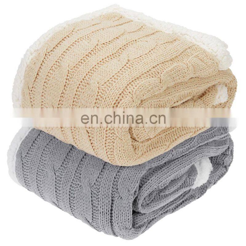 Soft Sofa Decorative Cable Chenille Knit Throw Blanket
